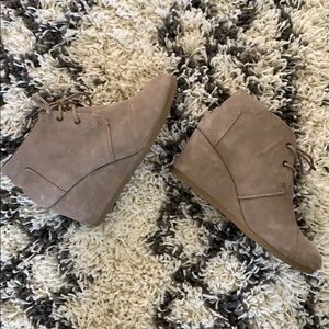 TOMS Suede Wedge Booties